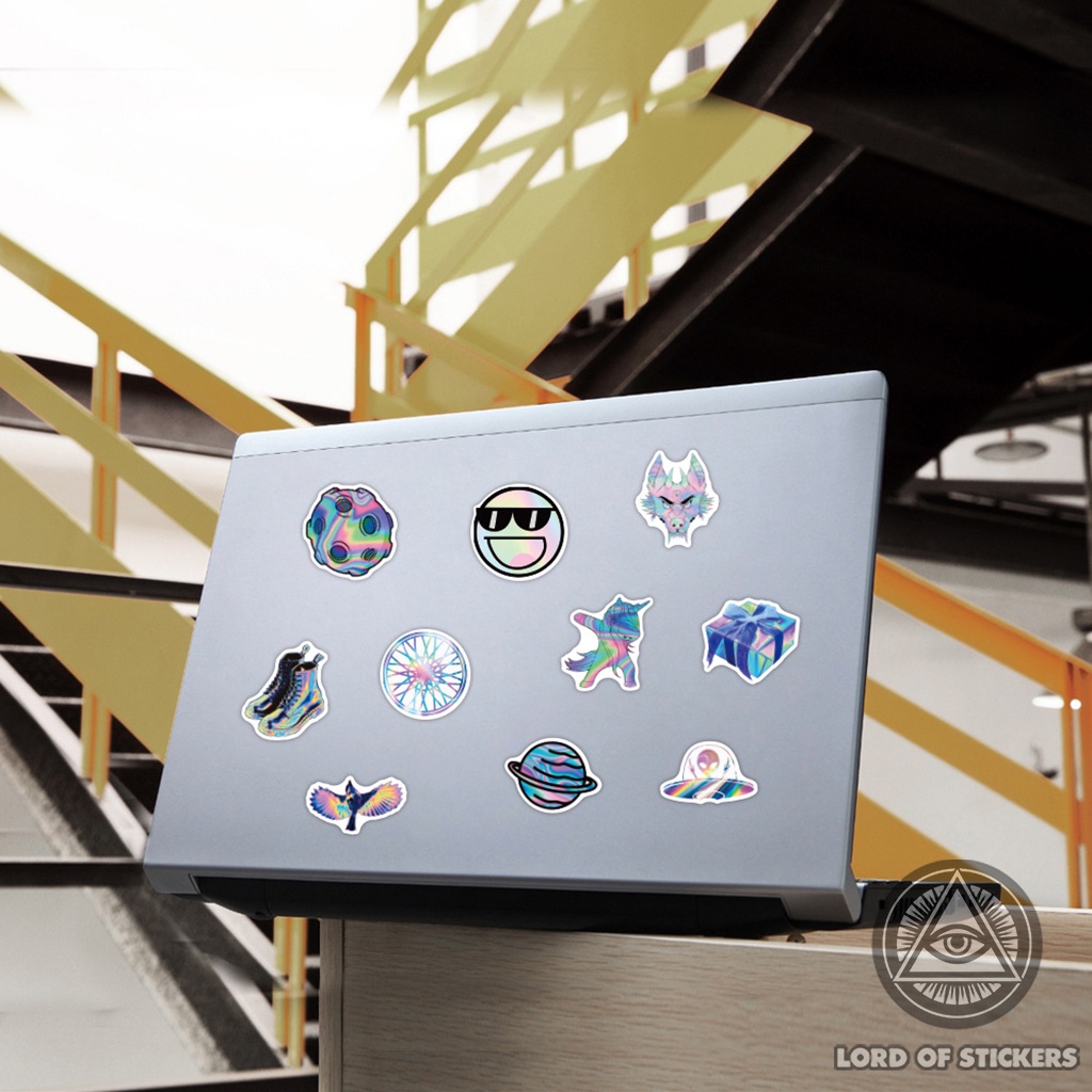 Set 50 Nhãn Dán Holographic Graffiti Sticker Phong Cách Hoạt Hình Cute Chống Thấm Nước Dán Mũ Bảo Hiểm, Laptop, Vali, Sổ