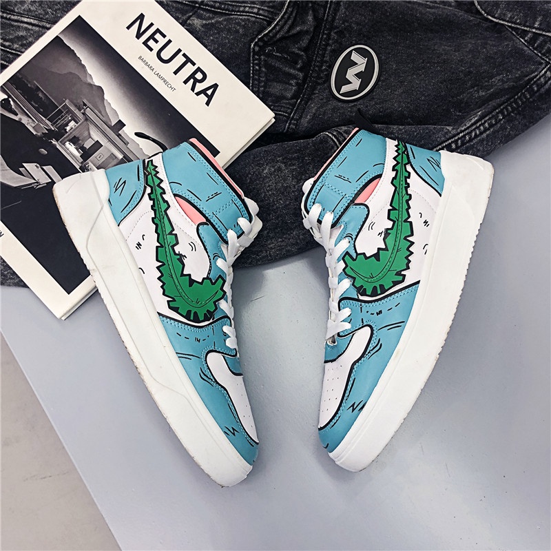 Giày thể thao cổ cao in hình phong cách Pokemon thời trang cho nam size 39-44