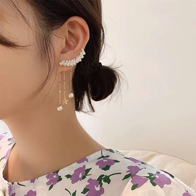 Hoa tai gài phong cách bất đối xứng đính đá - Maben