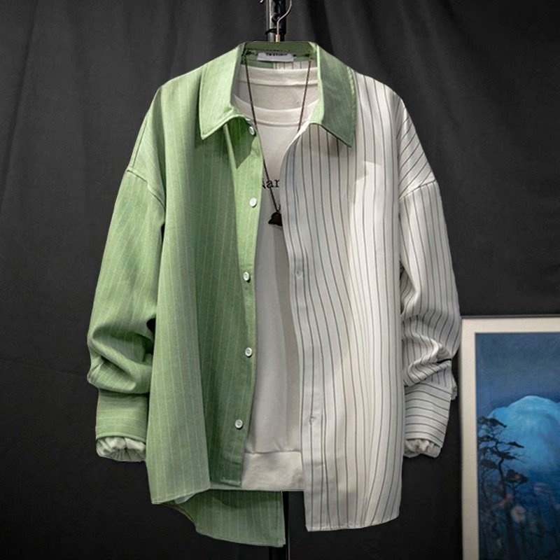 New Japanese hip-hop Street Style Plaid Long Sleeve Shirt