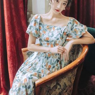 Đầm Voan Hoa Ngắn Tay Xinh Xắn Cổ Điển Kiểu Pháp Dành Cho Nữ