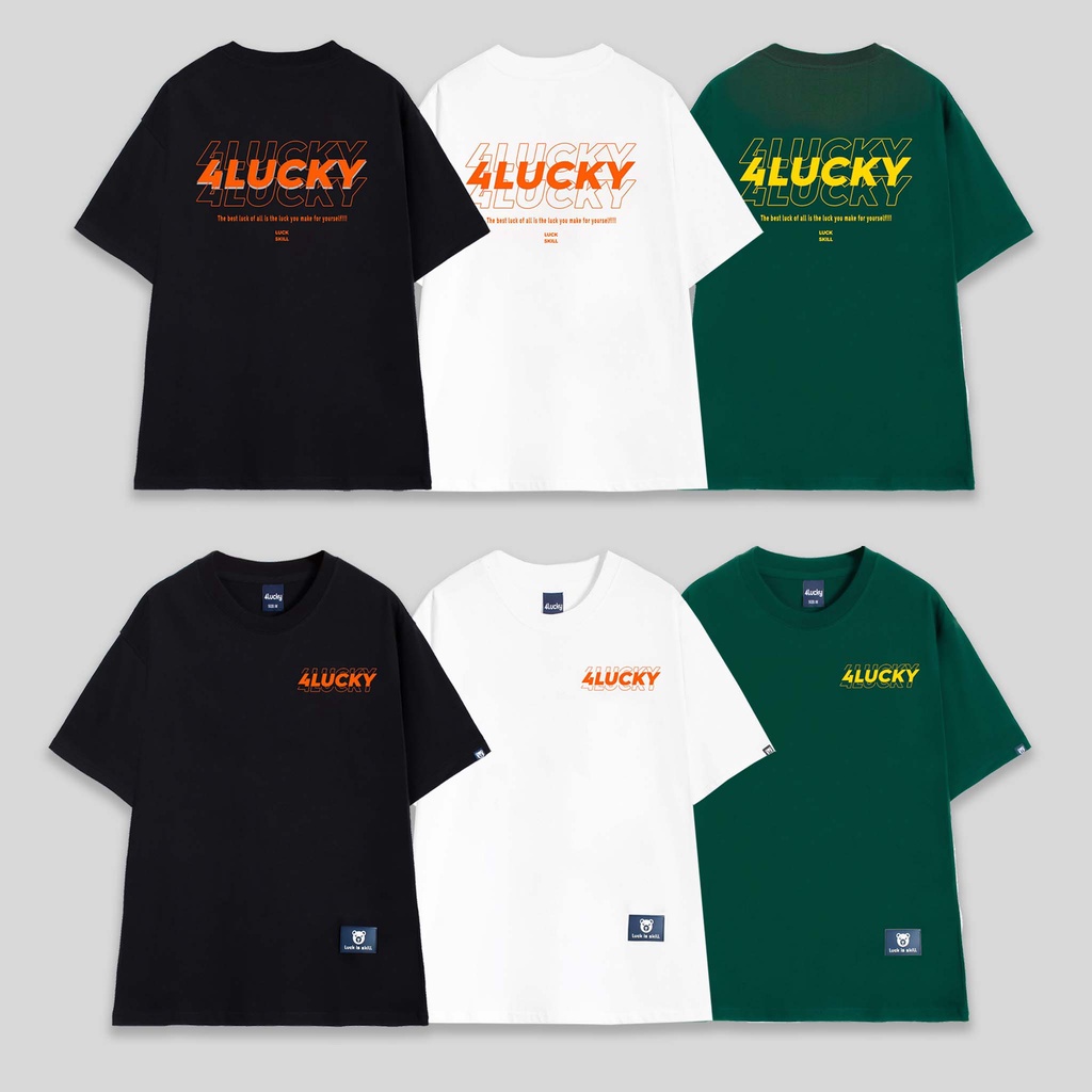 Áo thun trơn unisex 4lucky 6010 - tay lỡ form rộng oversize streetwear giá rẻ