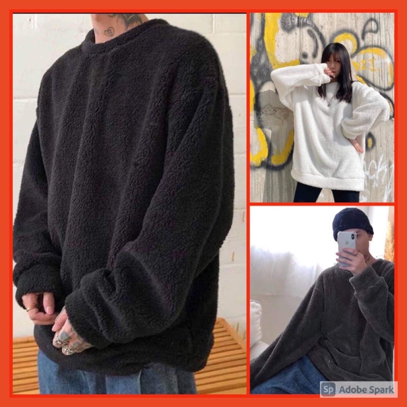 Áo Sweater lông trơn dáng unisex form rộng [FRESSHIP]