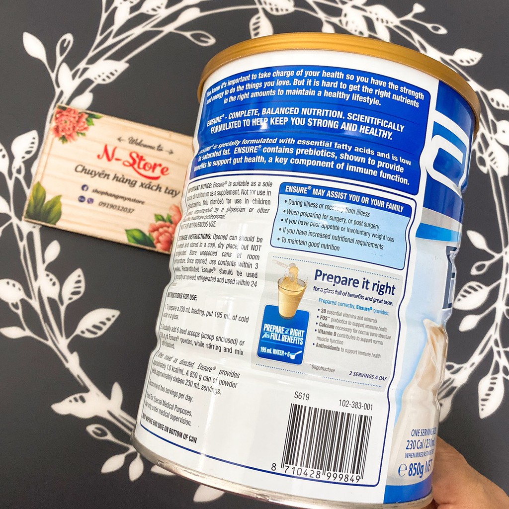 Sữa Ensure Úc 850g