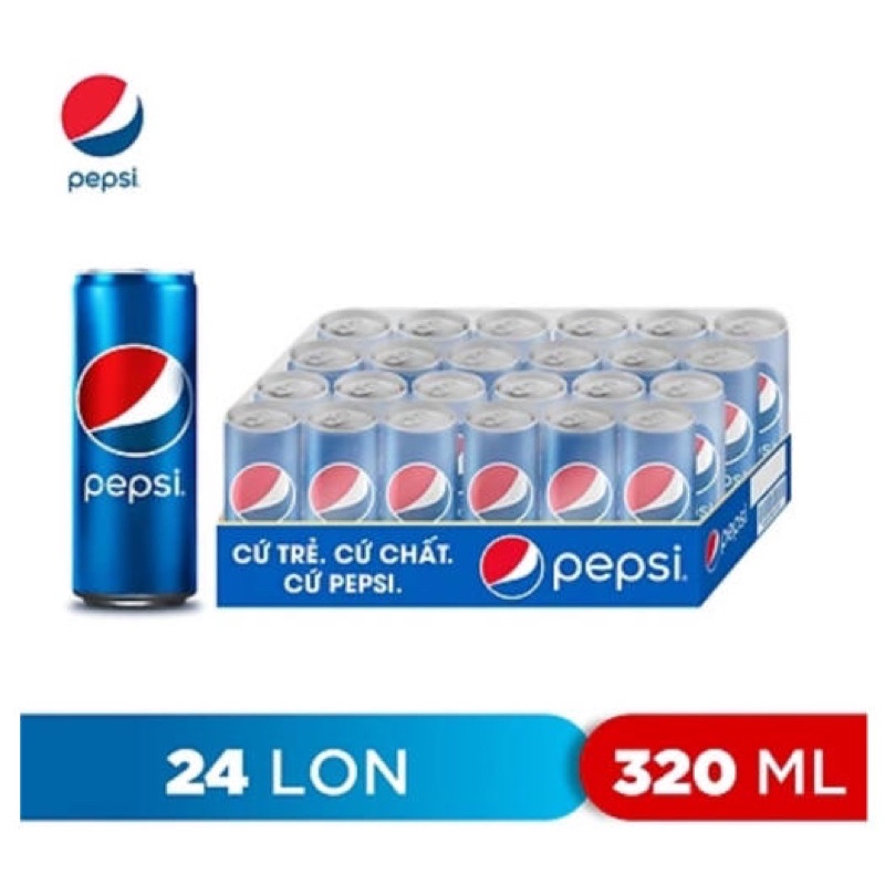 Thùng 24 lon Nước ngọt Pepsi lon 330ml