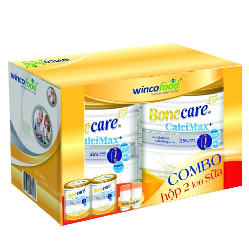 Combo hộp 2 lon Sữa bột Wincofood Bonecare CalciMax+ hương vani lon 900g