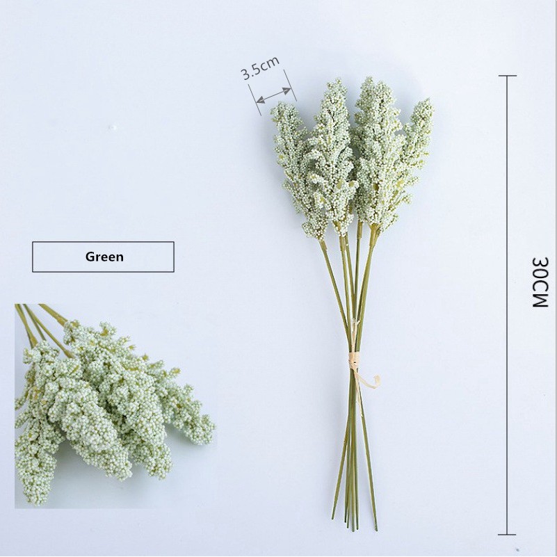 Bộ 6 cây lúa mì nhân tạo làm bó hoa trang trí phông nền chụp ảnh / khách sạn / văn phòng / tường / nhà cửa