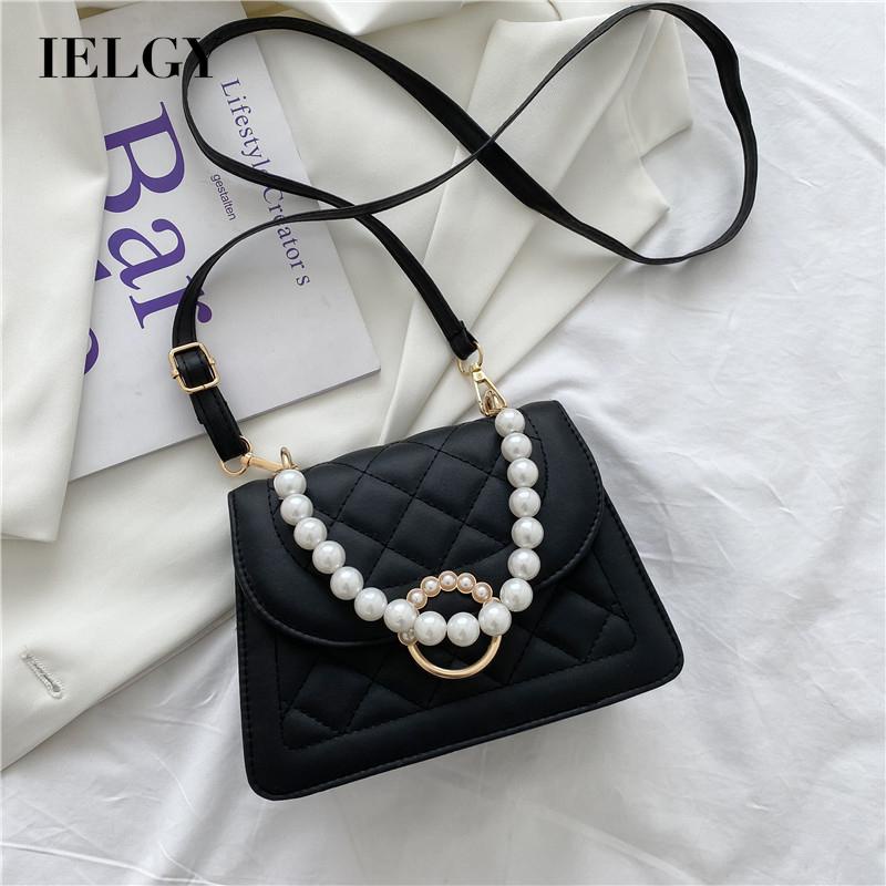 Túi xách messenger IELGY phối chuỗi ngọc trai thời trang gọn nhẹ cho nữ