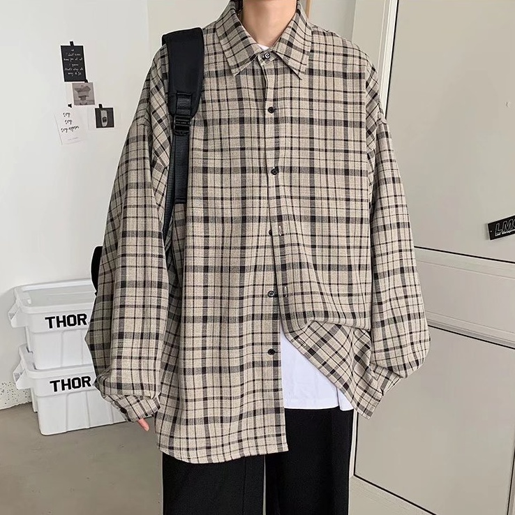 áo dài tay Sơ Mi Dáng Rộng Sọc Ca Rô flannel nam Thời Trang Hàn Quốc áo sơ mi trắng Cá Tính unisex thời trang nam áo flannel siêu đẹp áo sơ mi nam unisex sơ mi nữ form rộng