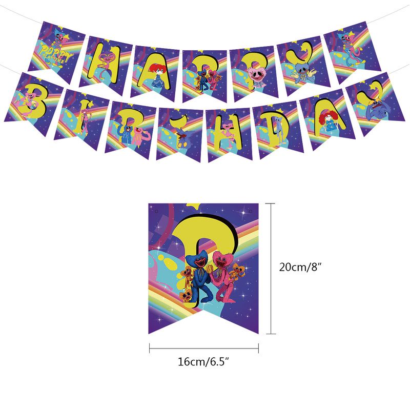 Poppy Playtime character Huggy Wuggy Party Decorations Themed Birthday Party Cake Topper Banner Balloons