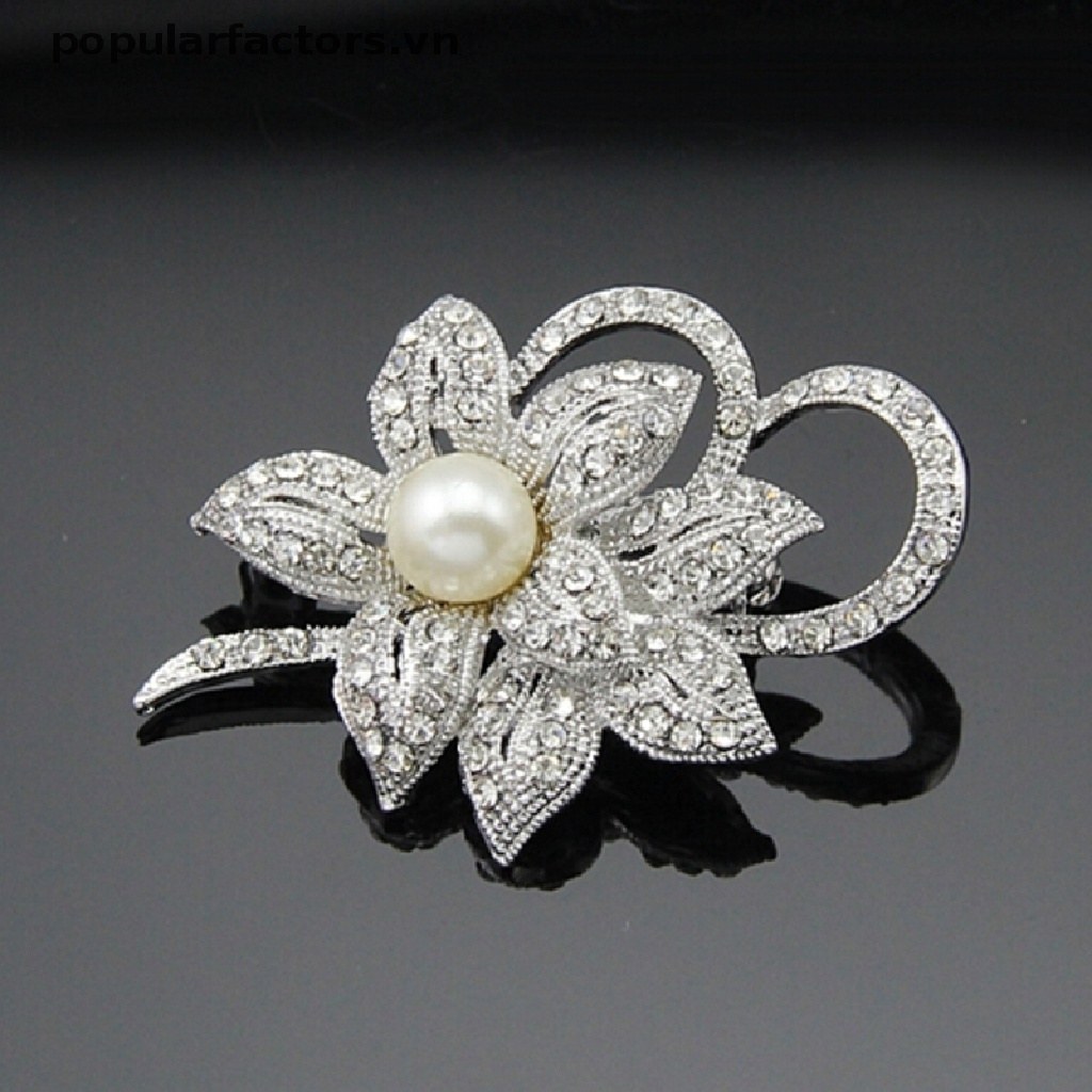 Ghim Cài Áo Hình Bông Hoa Đính Ngọc Trai Nhân Tạo Thời Trang