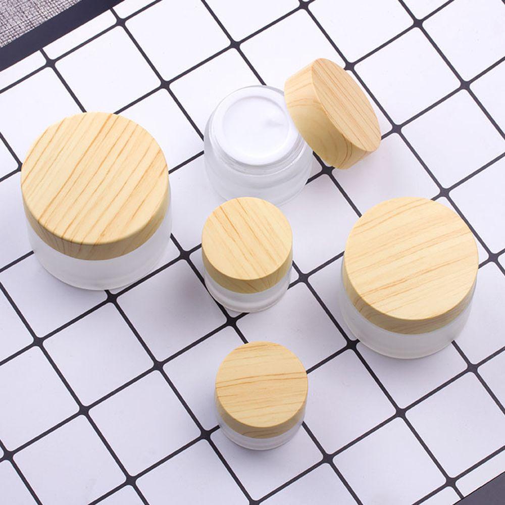 Hũ Thủy Tinh Mờ Có Nắp Họa Tiết Vân Gỗ Đựng Mỹ Phẩm Chăm Sóc Da Mắt