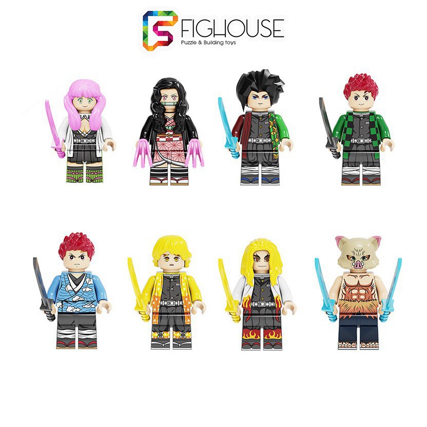 Combo 8 Minifigures Anime Demon Slayer - Kimetsu no Yaiba - Đồ Chơi Lắp Ráp non-lego PG8291 [B4]