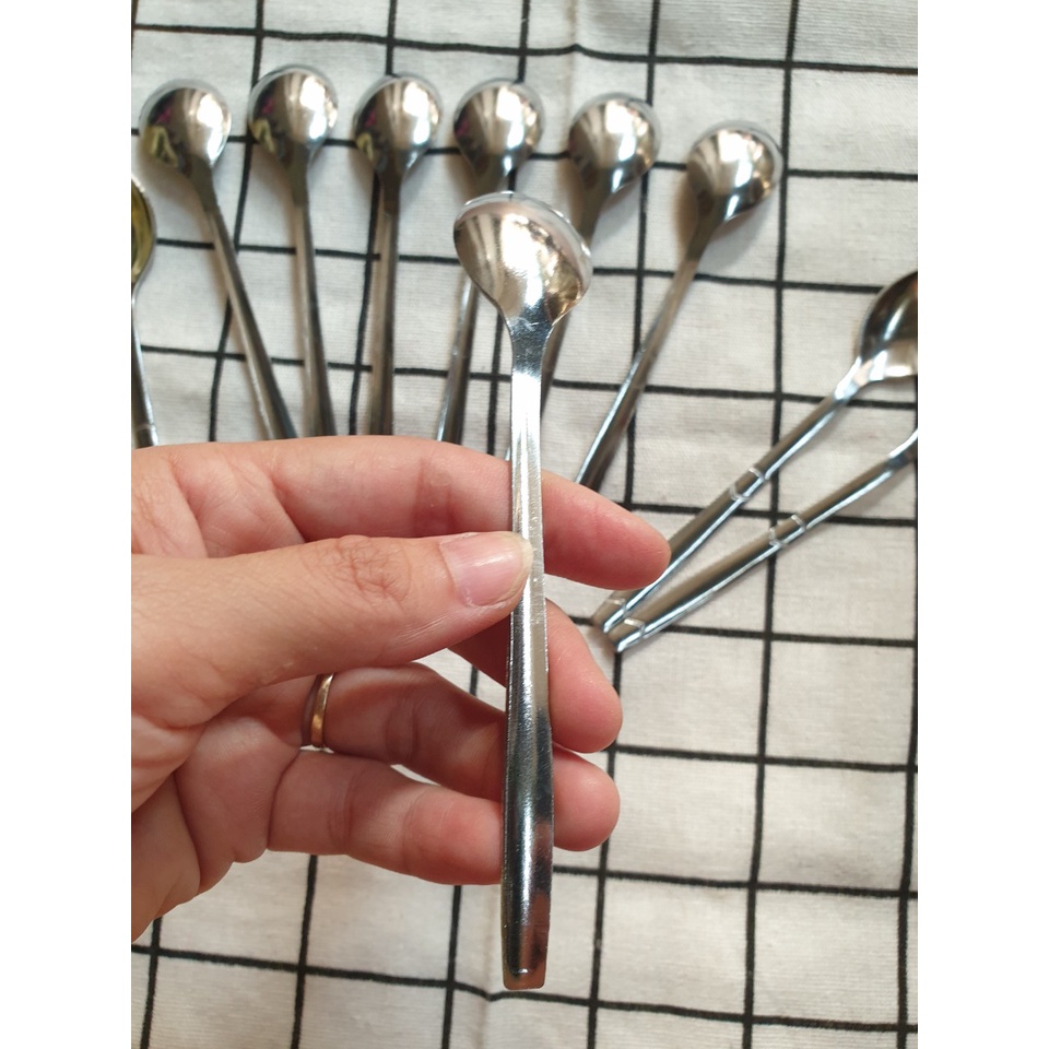 Bộ 10c Thìa Cafe Inox Cán Chữ V, Dùng Cho Gia Đình, Quán Cafe Kt: 14x2.5cm (Ảnh thật)