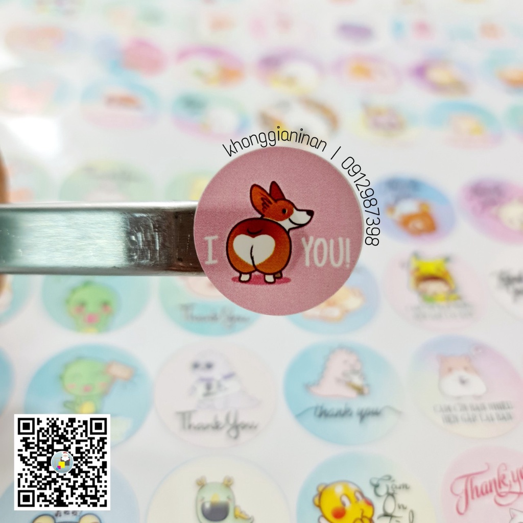 10 Tem Thank you nhỏ đường kính 2.5 cm hoạ tiết ngẫu nhiên - Chất liệu giấy có keo chỉ cần lột và dán