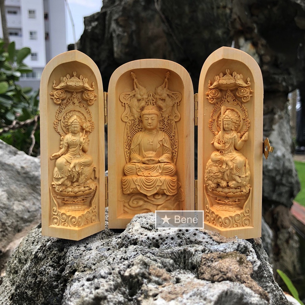 Tượng Phật Gỗ A Di Đà, Quan Âm Gỗ Hoàng Dương - Cao 10cm [B.161] | BigBuy360 - bigbuy360.vn