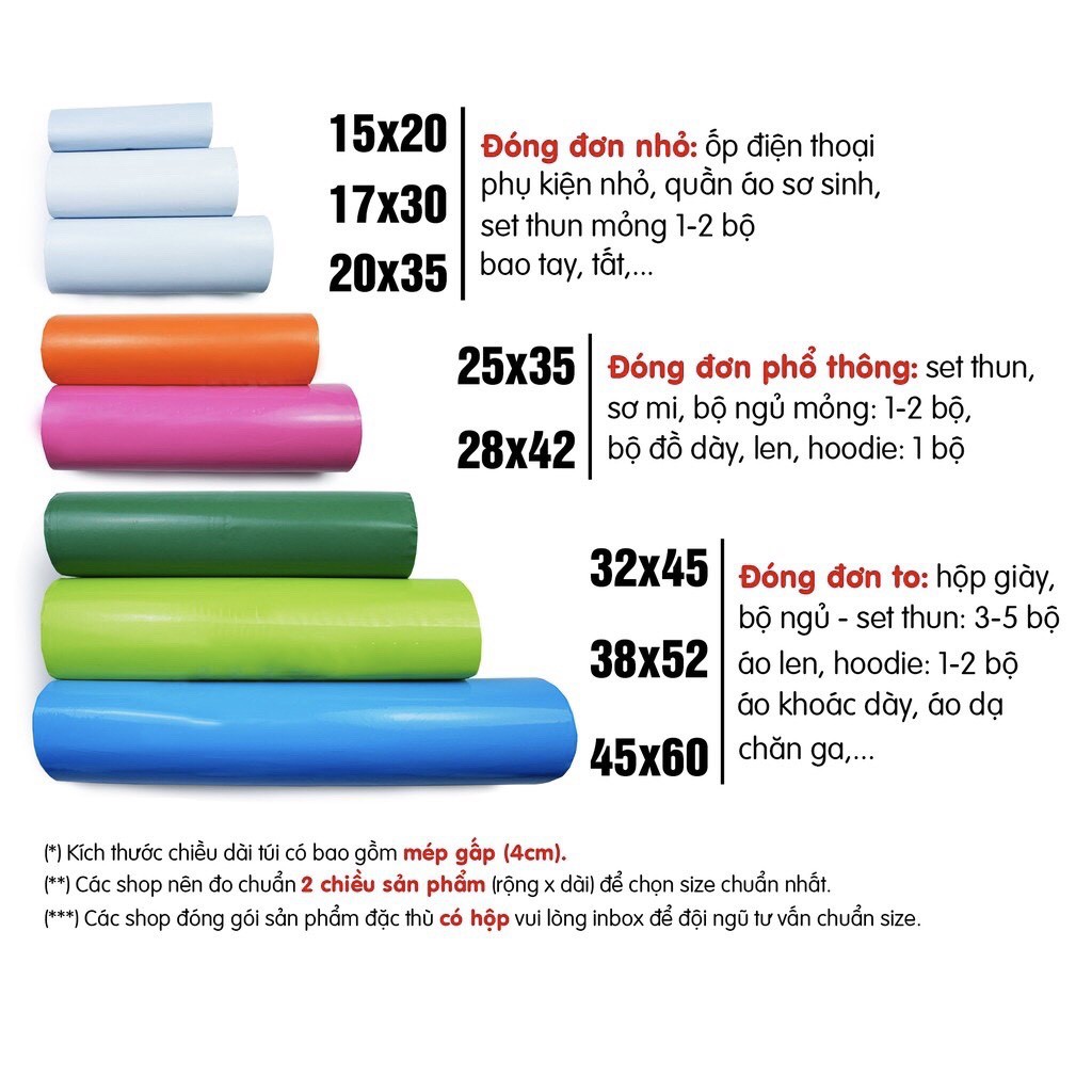 (~100 cái Túi dán miệng) Túi nilon gói hàng niêm phong tự dính siêu dai nhiều kích cỡ