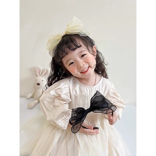 Bờm tóc cho bé gái voan bèo nơ màu đen - trắng dễ thương - Y225