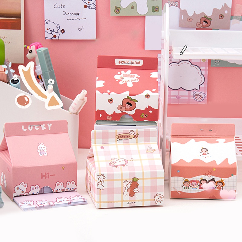 Set 200 Tấm Giấy Ghi Chú Cỡ Lớn Chống Dính In Họa Tiết Hoạt Hình Dễ Thương