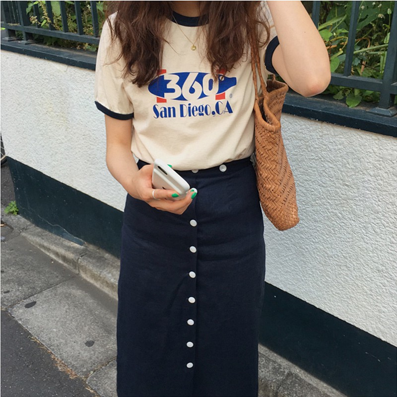 (ORDER) Set chân váy MORAN midi cạp cao dáng dài bút chì+ Áo thun cộc tay viền cổ style Hàn Quốc | BigBuy360 - bigbuy360.vn