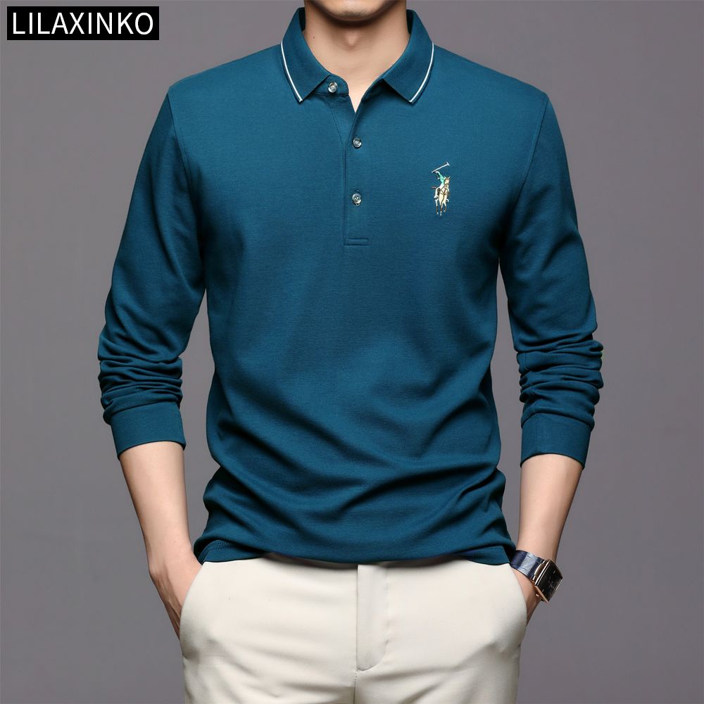 Áo Thun Polo Tay Dài Bằng Cotton 4 Màu Thời Trang Thu Đông Cho Nam