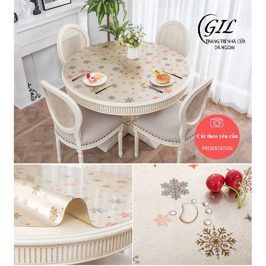 Khăn trải bàn chống thấm PVC tấm trải bàn hoa văn Bắc Âu