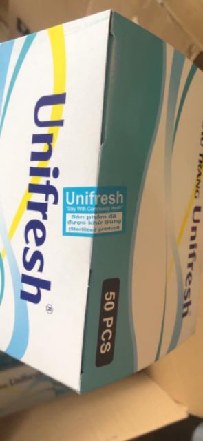 (Hàng sẵn sll) Hộp 50 cái Khẩu trang Unifresh kháng khuẩn, lọc bụi, tái sử dụng, giá 75k / hộp.