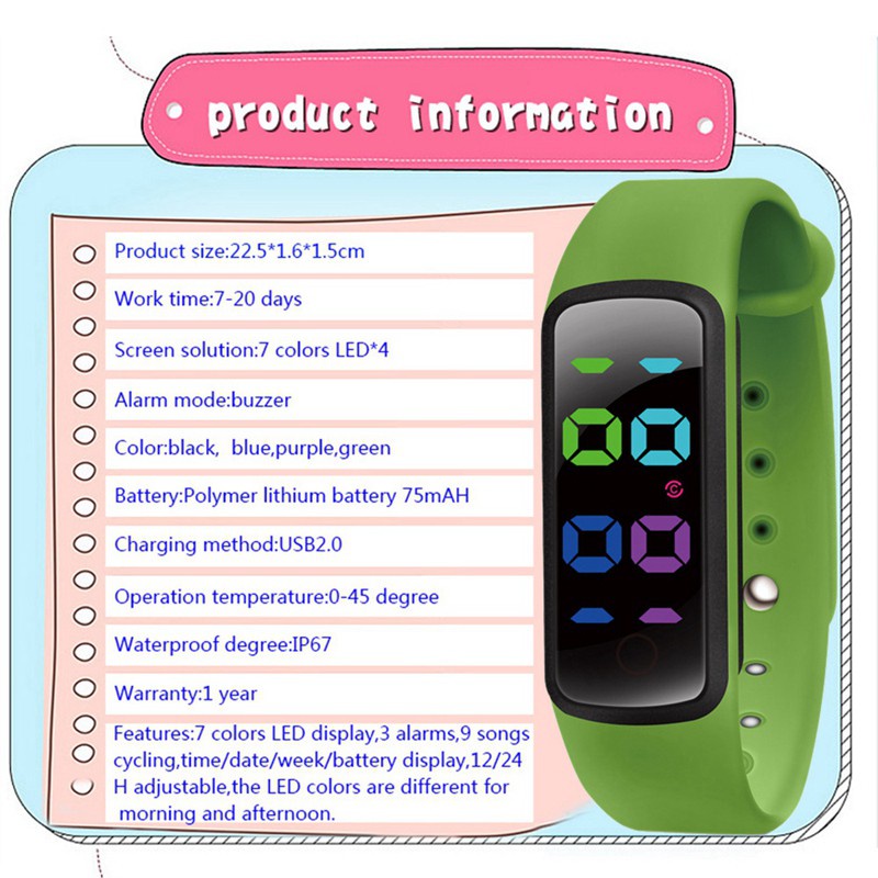 2x Potty Training Watch - Water Resistant Baby Reminder Timer for Girls and Boys 9 Loop Songs - Green & Purple