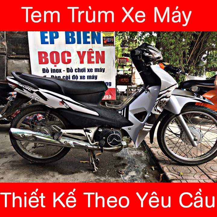 Tem Trùm Xe Wave cá mập trắng đen