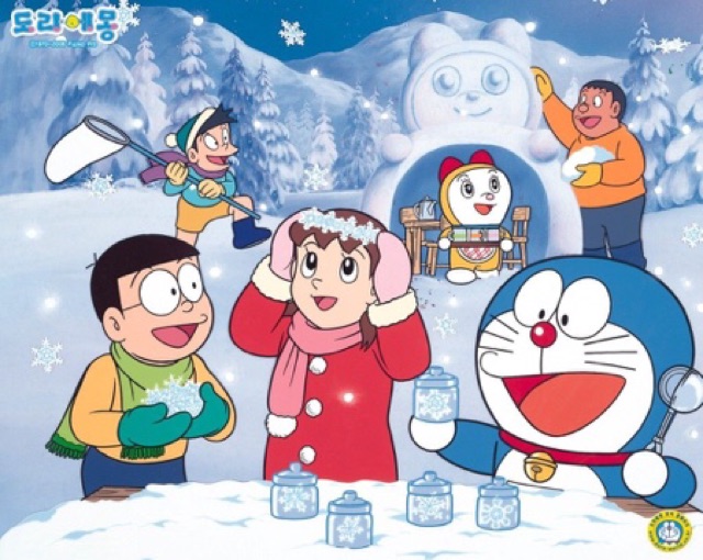 Poster anime đoremon 1-5 tấm khổ a4