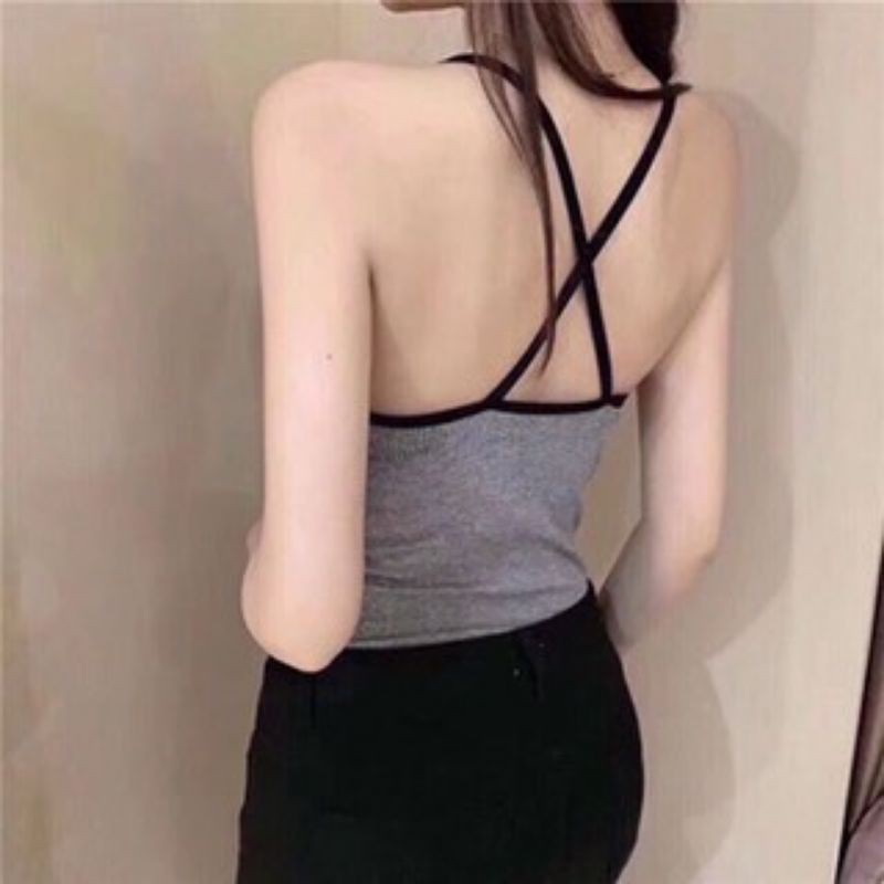 Áo Bra Dáng Dài Dây Lưng Chéo Chất Thun Tăm Co Giãn,Áo Lót Cotton,Áo Lót Nữ V89