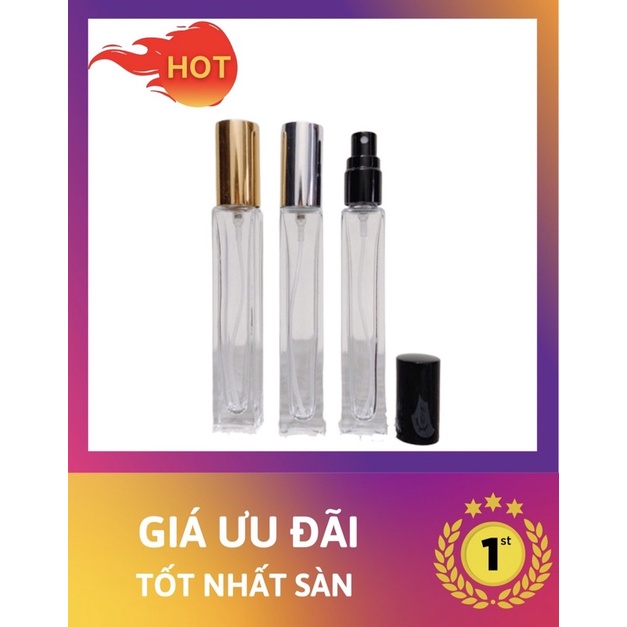 (Sỉ) Lọ Chiết Nước Hoa 10ml Thuỷ Tinh Hình Trụ vuông Loại đẹp