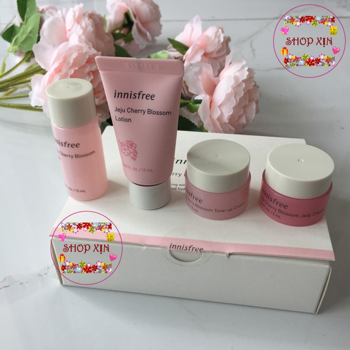 Bộ Dưỡng Ẩm, Trắng Da HOA ĐÀO - INNISFREE JEJU CHERRY BLOSSOM Special Kit (Hàn Quốc 100%, Best Seller của Innisfree)