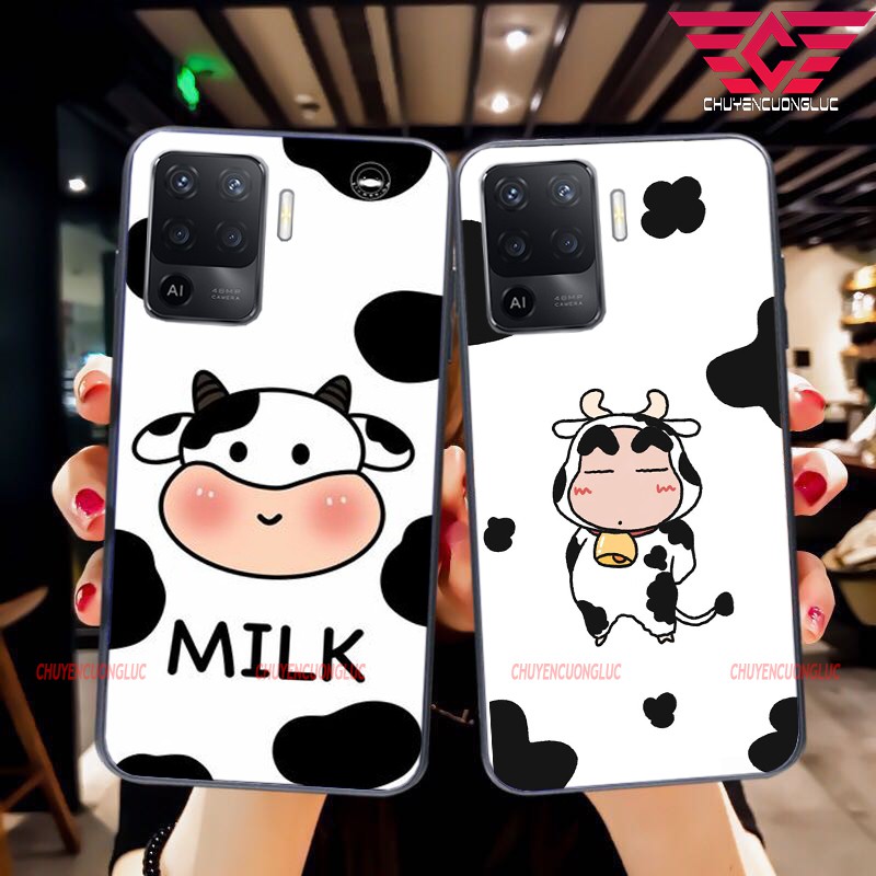 [HOT] ỐP LƯNG OPPO A74/ A94 HÌNH BÒ SỮA DỄ THƯƠNG MẶT SAU BẰNG KÍNH