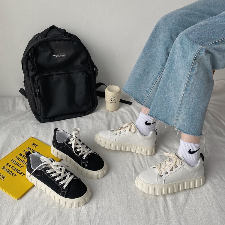Giày thể thao nữ đế bánh mì kiểu dáng basic độn đế, Giày nữ chất vải canvas bata mới hot phong cách retro ulzzang đẹp cá | BigBuy360 - bigbuy360.vn
