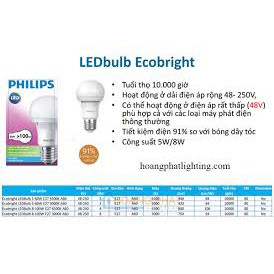 Bóng Led buld ECOBRIGHT 8w  Philips