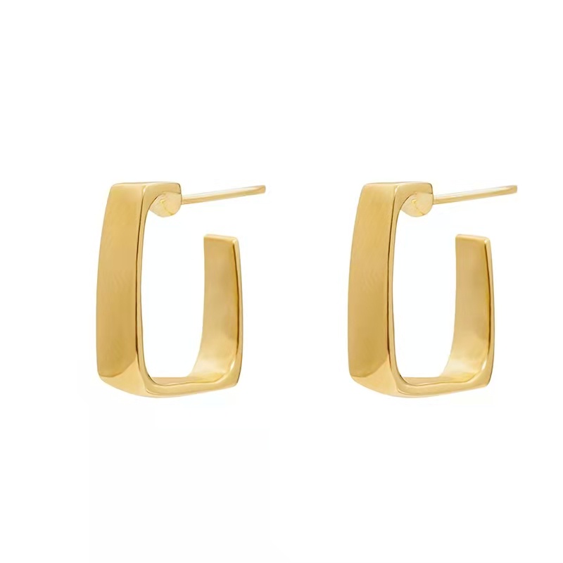 Khuyên Tai Kim Loại Hình Vuông Phong Cách Hip hop Hàn Quốc Cá Tính