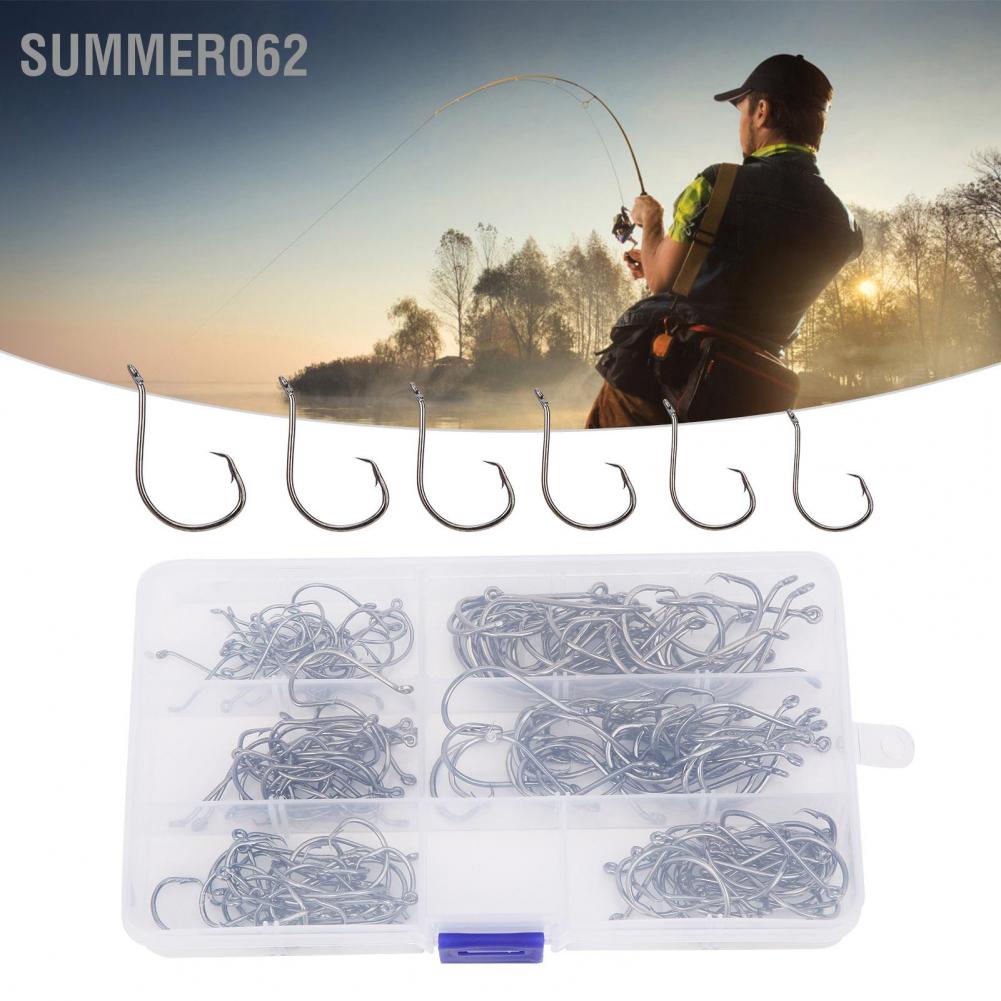 [Hàng Sẵn] Crank Hook Fishing Set Offset Easy Catch Carbon Steel Tackles for Soft Lure 【Summer062】