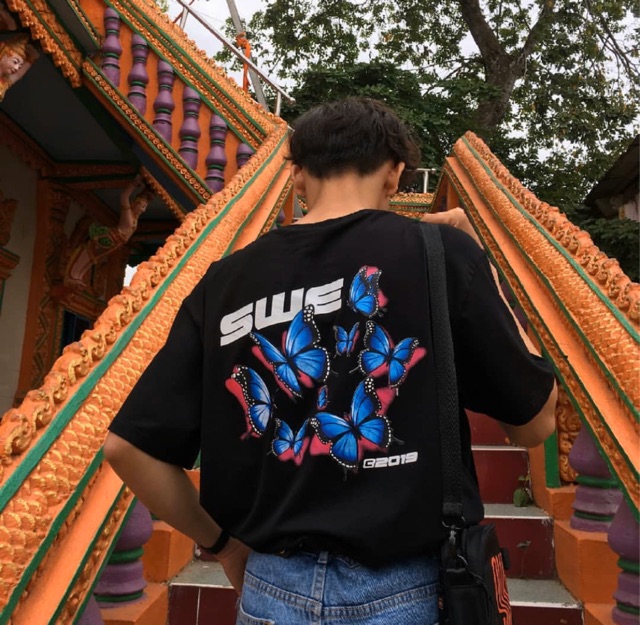 Áo thun unisex swe bướm butterfly tee nam nữ Full tag | BigBuy360 - bigbuy360.vn