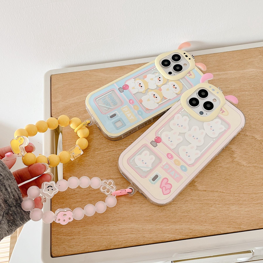 Ốp Điện Thoại TPU Silicon Mềm Hình Thú 3D Đính Ngọc Trai / Thỏ / Vịt Hồng / Xanh Dương Cho iphone 13 12 11 Pro XS Max XR