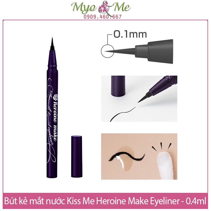 Bút kẻ mắt nước Isehan Heroine Make Kiss Me Liquid Eyeliner - 0.4ml