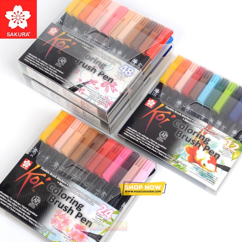 [RẺ NHẤT] Bút Cọ Gốc Nước SAKURA Koi Brush Pens 12/24/48 màu