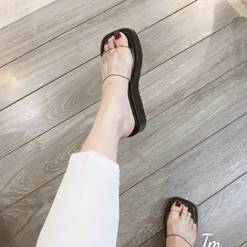 dép mica quai trong đế xuồng nữ 5p mới siêu hot êm mềm