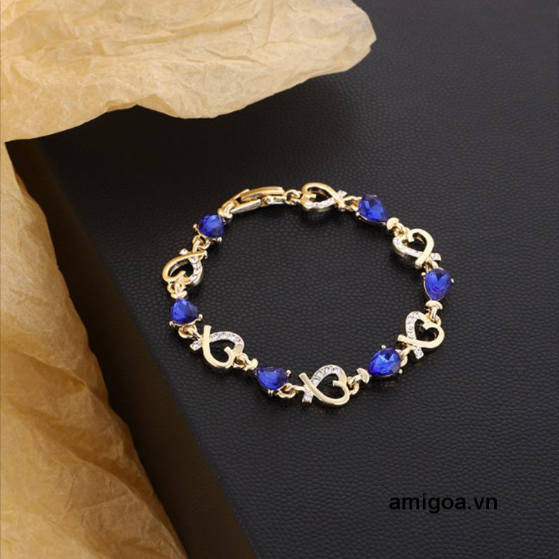 Vòng Tay Đính Đá Hình Trái Tim Xinh Xắn Cho Nữ