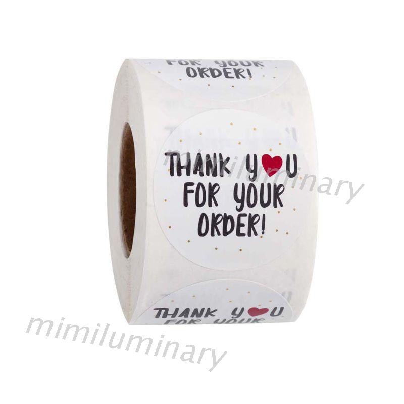 Cuộn 500 miếng dán họa tiết chữ Thank You For Your Order