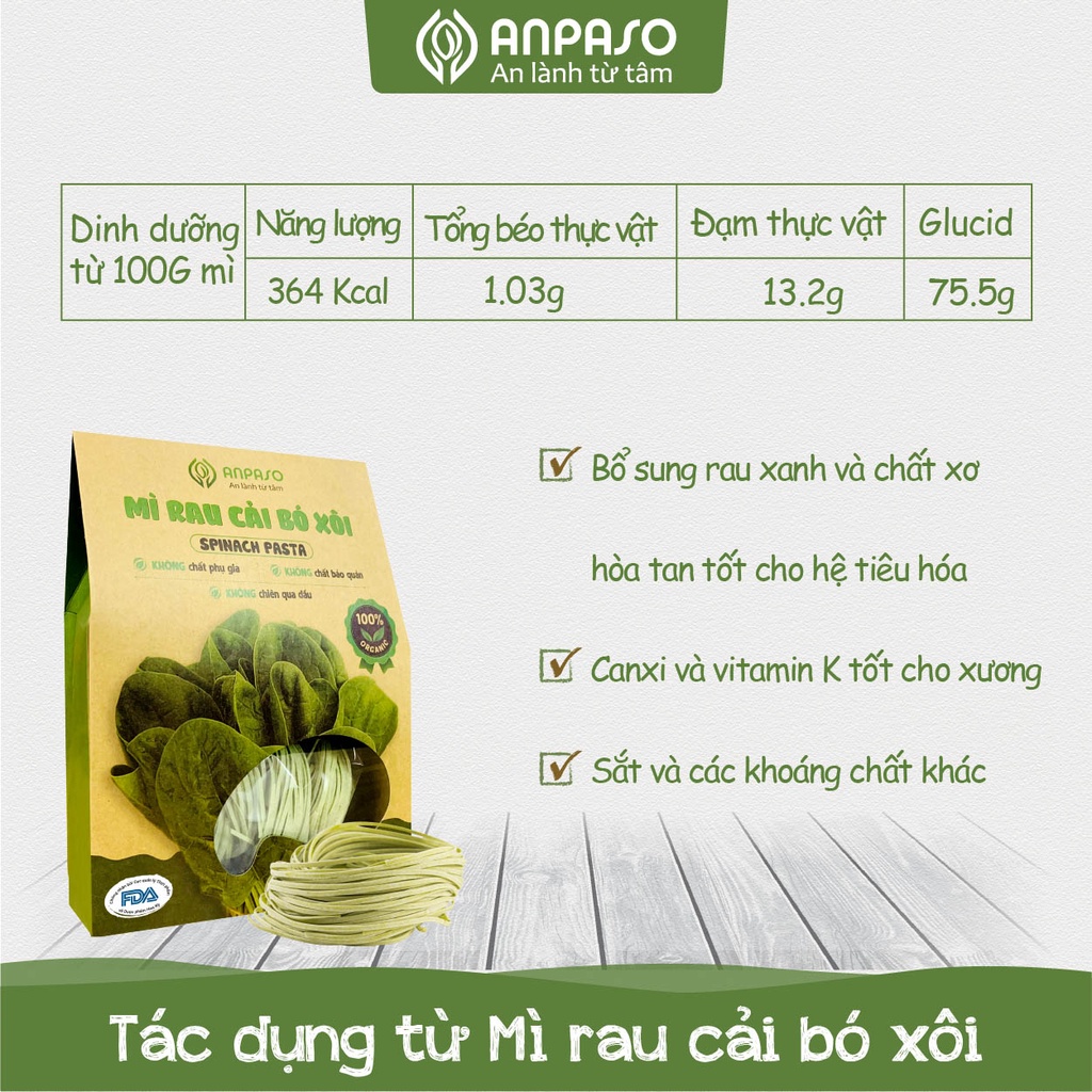 Mì rau củ hữu cơ cho bé ăn dặm Anpaso gói 120g - Tạp hóa mint