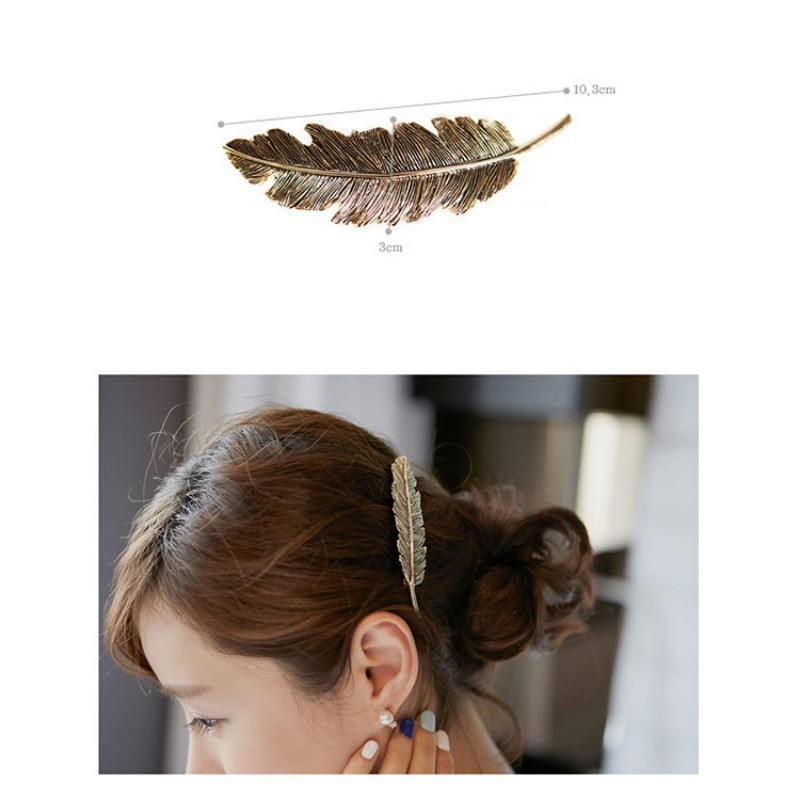 Kẹp tóc kim loại hình lông vũ