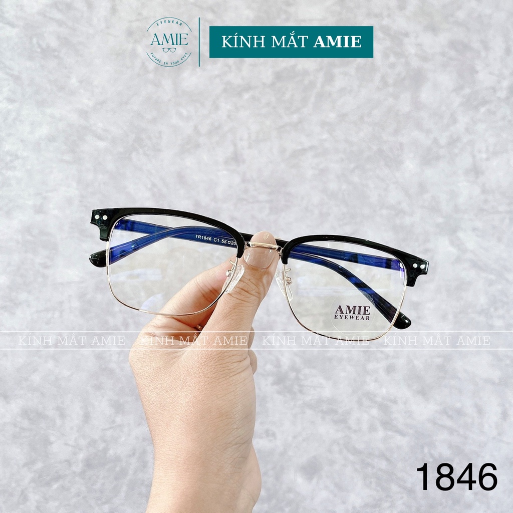 Gọng kính nam nữ AMIE Eyewear mắt kính cận vuông chất liệu kim loại bền bỉ màu sắc thời trang đẹp 1846