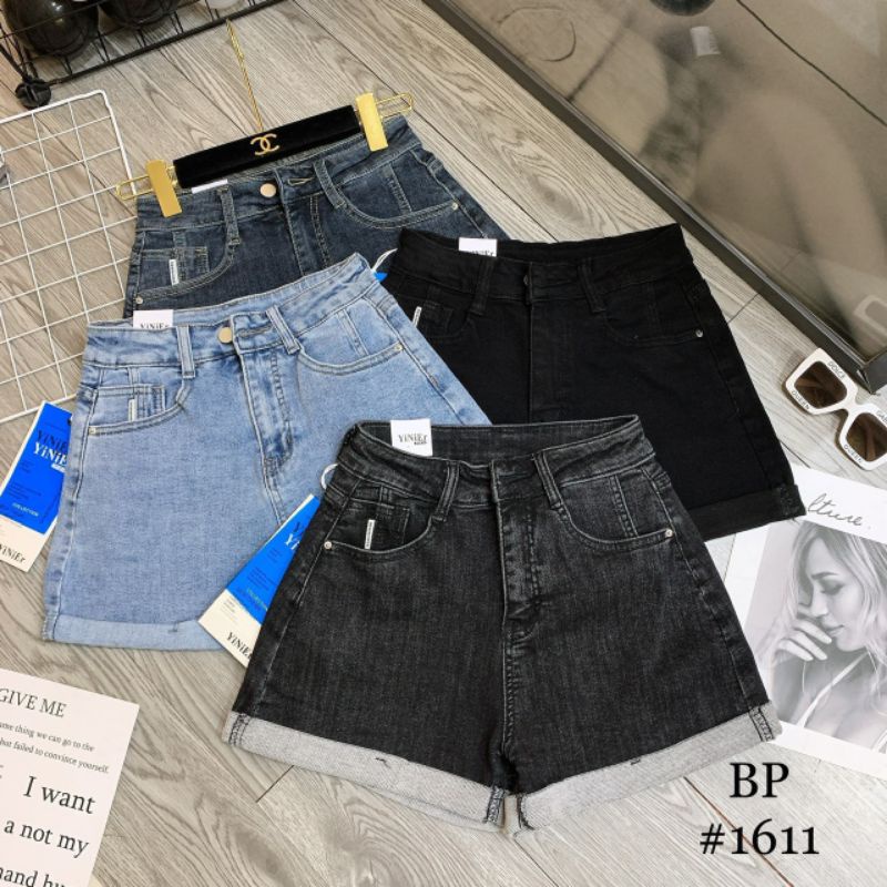 Quần sooc jean trơn gập gấu hàng QCL1