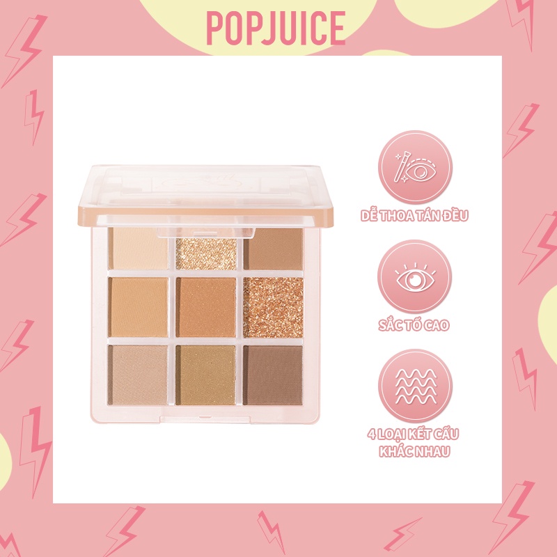 Bảng Phấn Mắt POPJUICE Popfeel 9 Màu Kết Cấu Mịn Màng Sắc Tố Cao